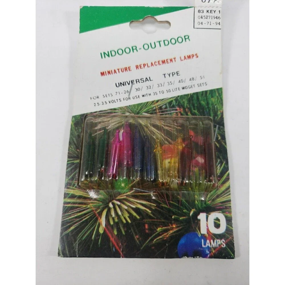 Miniature Replacement 10 Lamps Indoor Outdoor Universal Type Christmas Kmart VTG